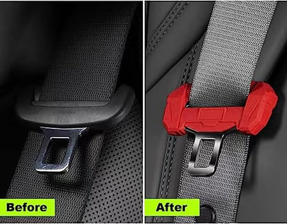 Car Universal Seat Belt Clips Cover,Seat Belt Buckle Protector for Car, Anti-Scratch Silicon Seat Belt Buckle Protector (Red,Small Size)