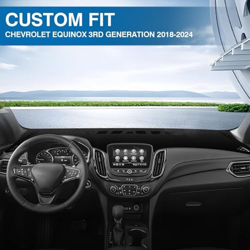 KUST Black Dash Cover for 2018-2023 2024 Chevrolet Equinox (Without HUD) (L, LS, LT, Premier) Non-Slip Dashboard Cover Polyester Dashboard Cover Accessories for Equinox Custom Fit Dash Mat No Glare - size: 55.12"×18.5"(Chevrolet Equinox 18-24)