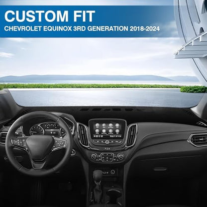 KUST Black Dash Cover for 2018-2023 2024 Chevrolet Equinox (Without HUD) (L, LS, LT, Premier) Non-Slip Dashboard Cover Polyester Dashboard Cover Accessories for Equinox Custom Fit Dash Mat No Glare - size: 55.12"×18.5"(Chevrolet Equinox 18-24)