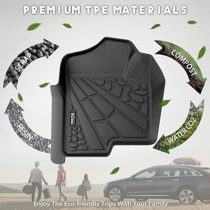 KARPAL Floor Mats for 2007-2013 Chevy Silverado & GMC Sierra 1500 Crew Cab / 2007-2014 2500/3500 HD(Footwell Coverage), All-Weather TPE Custom Fit Floor Liners Car Accessories - style: 2007-2013 | For Chevy Silverado Crew Cab| 1st & 2nd Row