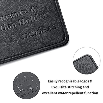 Car Registration & Insurance Card Holder Leather Auto Glove Box Organizer Document Wallet with Magnetic Shut (Black, Small) - color: Small Black