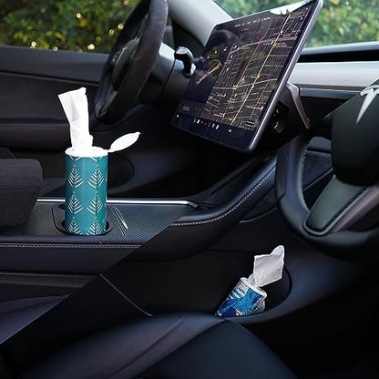 Car Tissues Cylinder 4 Packs Round Tissue Box Holder Fit for Car Cup Holder, Home Small Tissue Dispenser with Facial Tissues for Car Bathroom Office Travel - color: Ct-23001
