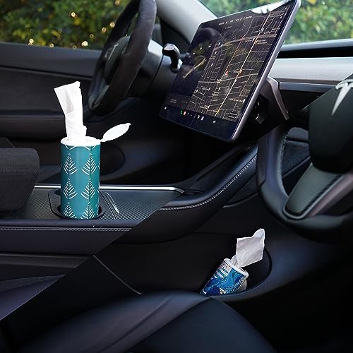 Car Tissues Cylinder 4 Packs Round Tissue Box Holder Fit for Car Cup Holder, Home Small Tissue Dispenser with Facial Tissues for Car Bathroom Office Travel - color: Ct-23001