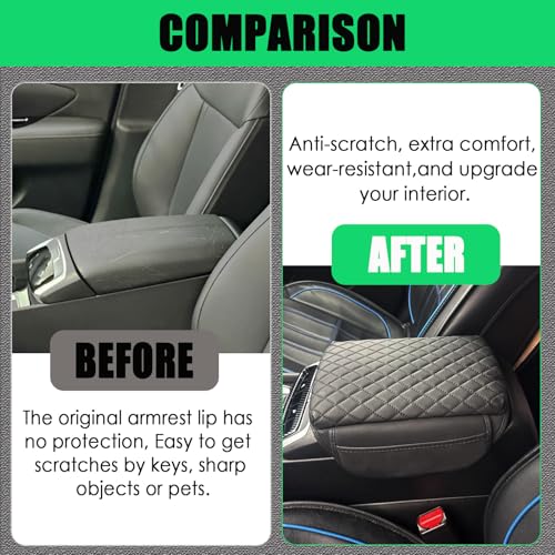 Center Console Cover for Hyundai Santa Cruz 2022-2025 2026, PU Leather & Thick Armrest Cover with Pockets Storage Bag Armrest Cushion Pad for Hyundai Santa Cruz Interior Accessories