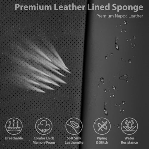 CAR PASS Back Car Seat Covers, Water Resistant Nappa Leather Rear Bench Seat Cover Universal Fit for Cars, SUVs, Vans, Trucks, Automotive Backseat (Rear, Black) - color: Pure Black, size: Rear