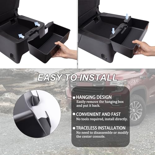Center Console Hanging Organizer Box Compatible with 2019-2026 Chevy Silverado/GMC Sierra 1500 and 2020-2026 Chevrolet Silverado/Sierra 2500HD 3500HD Accessories(Split-Bench Folding Seat Only)