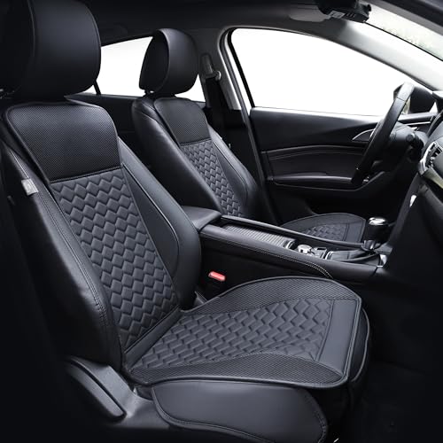 Elantrip 2pc Car Seat Cover Luxury PU Leather for Cars seat Protector Carbon Fiber Black - color: Carbon Fiber Black, size: Front Set