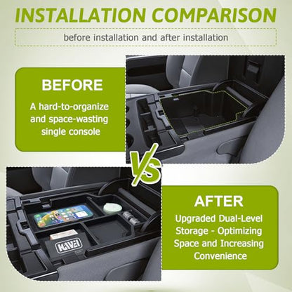 HGWEI Center Console Organizer Compatible with 2014-2018 Chevy Silverado/GMC Sierra 1500 & 2015-2019 2500HD/3500HD Interior Accessories, Middle Armrest Storage Box Insert Tray (Fit Jump Seat ONLY)