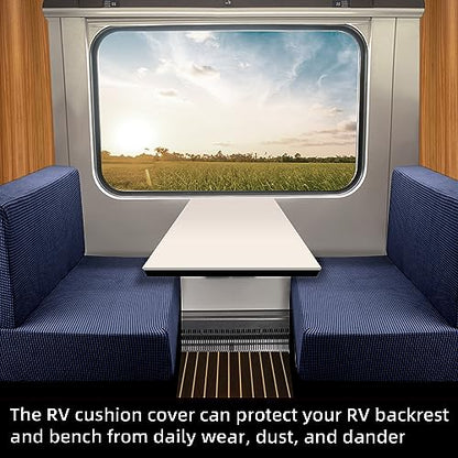 Tlswshsy RV Dinette Cushions - Stretch Sofa Seat Slipcovers - Washable Loveseat Sofa Furniture Protector for RV Camper Car Bench (Blue 2 Backrest & 2 Bench Covers) - color: Blue
