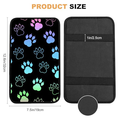 Auto Center Console Cover, Car Armrest Box Pad,Black Dog Paw Print Soft Waterproof Auto Armrest Seat Box Cover Protector for Most Vehicle SUV Truck Car - color: Black Dog Paw Print