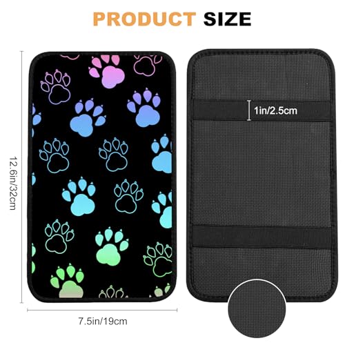 Auto Center Console Cover, Car Armrest Box Pad,Black Dog Paw Print Soft Waterproof Auto Armrest Seat Box Cover Protector for Most Vehicle SUV Truck Car - color: Black Dog Paw Print