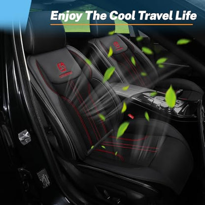 Cooling Car Seat Cushion with 10 Powerful Fans, 12V-24V Ventilated Cooling Car Seat Cushion，3-Speed Adjustable Breathable Cooling Seat Cover for Car SUV Truck Universal Fit (Black) - color: BLACK