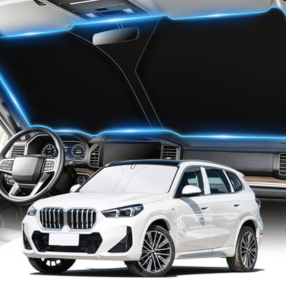 SINGARO Universal 300T Car Windshield Sun Shade, Foldable Reflective for Windshield & Window Shades with Overlapping Design, Car Interior Accessories (64.5" L x 33" W) - size: Big SUV