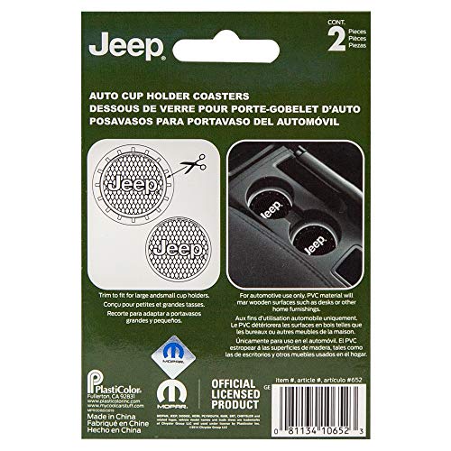 Plasticolor 000652R01 Jeep Logo Auto Car Truck SUV Cup Holder Coaster 2-Pack , Black