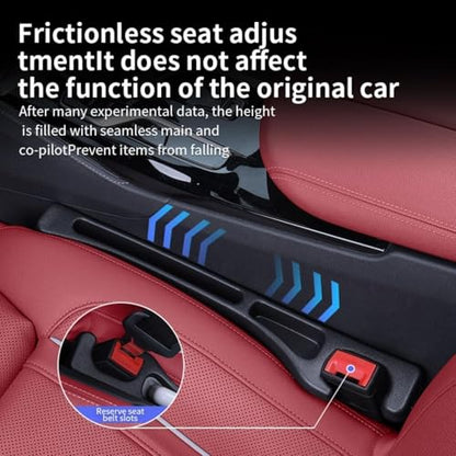 Car Seat Gap Filler 2 Pack, Universal Car Seat Gap Organizer, Fit for Car Seat Gap Width 0.9-1.3 Inches, Car Seat Side Gap Plugger Anti-Drop Device for Most Cars SUV Truck (Black)