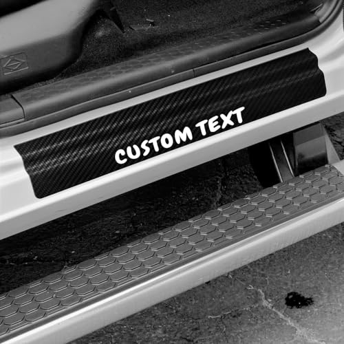 4 Pcs Custom Text Carbon Fiber Car Door Sill Scuff Plate Auto Door Entry Guard Scratch Shield for GMC Sierra 3500HD Chevrolet Silverado 3500HD Auto Accessories (Custom Text, 3500HD) - color: Custom Text, size: 3500HD
