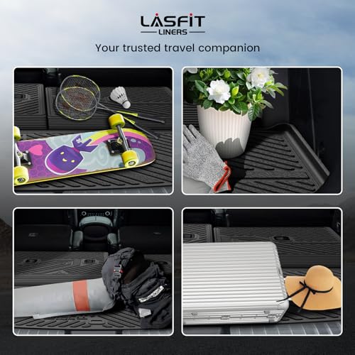 LASFIT Cargo Trunk Mat & Backrest Mats for Hyundai Palisade 2026 All Weather TPE Custom Fit Car Trunk Mats Cargo Liner & Seatback Mats Accessories, Black - size: 2)For Hyundai Palisade | 2026 | Cargo