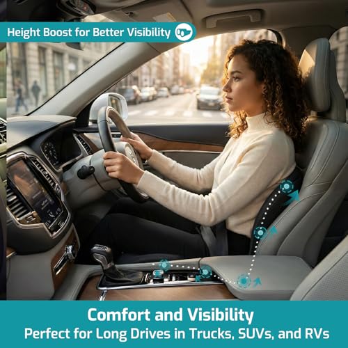 Trucker Seat Cushion, Car Seat Cushions with Lumbar Support Pillow, Ergonomic L-Shaped Orthopedic Memory Foam Pad for Long Driving Back Pain Sciatica Relief, Drivers Office Workers (Black+WE) - color: Black+we