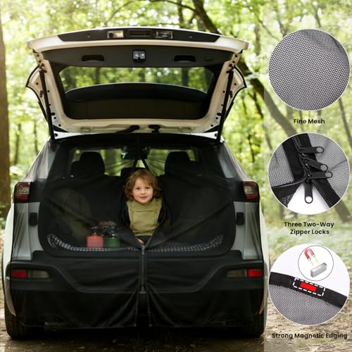 Car Tailgate Mesh Screen for SUV, CUV, MPV, Van, Ventilation Breathable and Anti-Mosquito Magnetic Mosquito Net Tailgate Essentials Car Camping Accessories - size: Half Wrap Tailgate Nets
