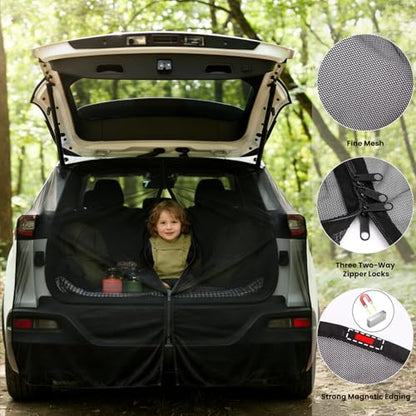 Car Tailgate Mesh Screen for SUV, CUV, MPV, Van, Ventilation Breathable and Anti-Mosquito Magnetic Mosquito Net Tailgate Essentials Car Camping Accessories - size: Half Wrap Tailgate Nets