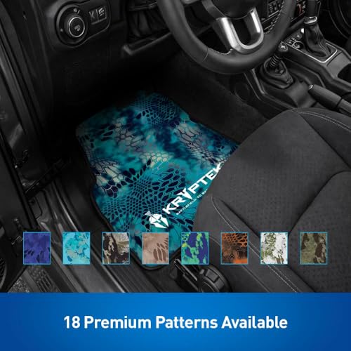 Coverking Universal Car Floor Mats Set of 2 (Front Driver and Passenger) Kryptek Pontus Camo - All-Weather Protection for Mud, Dirt, Rain, Spills, Non-Slip Backing, Fits Cars Trucks SUVs Jeeps - style: Kryptek Pontus