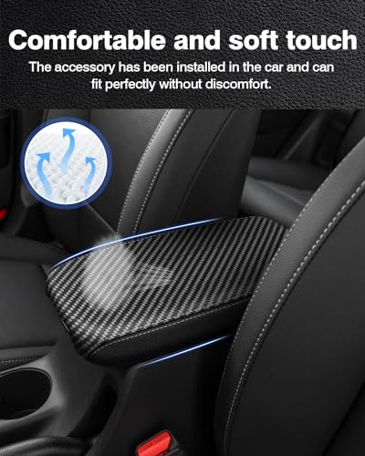 Autorder Center Console Cover for Kia Forte 2019-2024 Accessories Carbon Fiber Armrest Cover Anti-Scratch Middle Console Pad Leather Armrest Protector - size: 2019-2024 Kia Forte