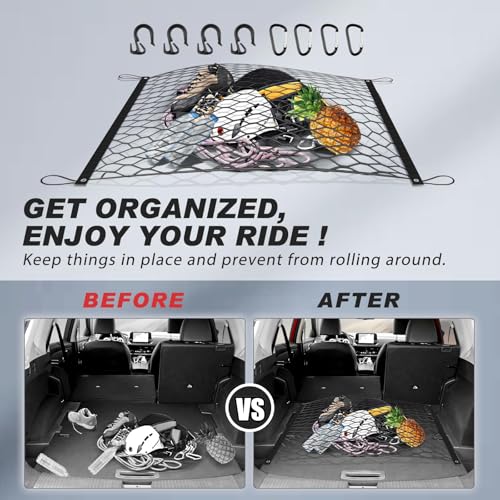 Trunk Mesh Cargo Net for Nissan Rogue 2026 2025 2024 2023 2022 2021, Floor Style Rear Trunk Cargo Net Fit Rogue Accessories, Heavy Duty Nylon Mesh Storage Netting Organizer with Hooks - size: Nissan Rogue