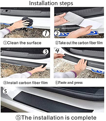 4PCS Carbon Fiber Style Door Sill Protector Guard Sills Protector Trim,Welcome Pedal Protect Compatible with Car Truck SUV Universal American Flag Car Accessories