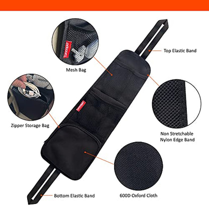 Car Seat Side Organizer, Auto Seat Storage Hanging Bag, Phones, Drink, Stuff Holder with Mesh Pocket for Cars, SUV & Truck 2 Pack