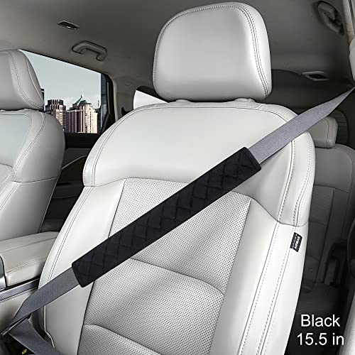 HighnessHwoo Extra Long Seatbelt Covers for Adults Kids Women & Men, Soft Car Seat Belt Strap Cushion for Sedan, SUV, Trucks, Shoulder Neck Chest Protector Pads, Auto Accessories, 1pc, Black, 15.5in