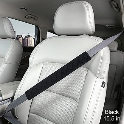 HighnessHwoo Extra Long Seatbelt Covers for Adults Kids Women & Men, Soft Car Seat Belt Strap Cushion for Sedan, SUV, Trucks, Shoulder Neck Chest Protector Pads, Auto Accessories, 1pc, Black, 15.5in