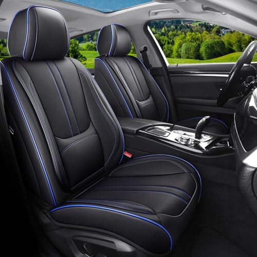 Car Seat Covers Full Set Fit for Honda Civic 2000-2025,2026,Faux Leather Seat Covers for Cars with Full Protection, Waterproof, Scratch Resistant, Easy to Install(Black&Blue line,Full Set) - color: Black&Blue line, size: Fit for Civic