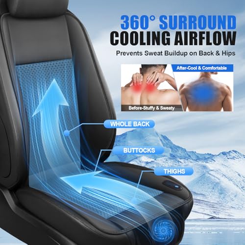 Cooling Car Seat Cushion – 3 Speeds Adjustable Ventilated Car Seat Cover for Cars Without AC, Breathable Automotive Cooling Seat Covers for Cars, 12V Plug & Play, Black (1 Pack) - color: BLACK