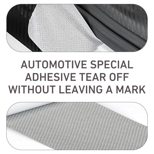 4 PCS Car Door Sill Protectors, Carbon Fiber Anti-Scratch Strip with Flat Shovel, Waterproof Door Threshold Protective Trim, Universal Self-Adhesive Exterior Accessory for Cars (Black)
