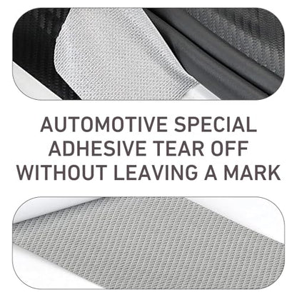 4 PCS Car Door Sill Protectors, Carbon Fiber Anti-Scratch Strip with Flat Shovel, Waterproof Door Threshold Protective Trim, Universal Self-Adhesive Exterior Accessory for Cars (Black)