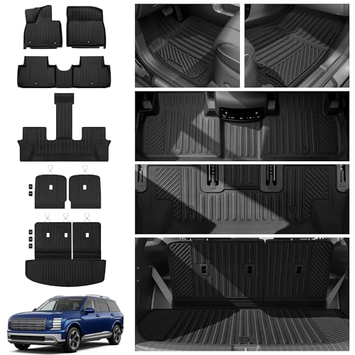 2026 Palisade Floor Mats Only Hybrid 7-Seat All Weather TPE Cargo Mat with Backrest Mat for Hyundai Palisade Accessories 2026 SEL/SEL Premium/Limited/Calligraphy - size: Hybrid