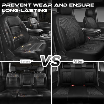 CAR PASS Waterproof Car Seat Covers Full Set,Neoprene Wetsuit, All-Weather Non-Slip Durable, Universal Fit for SUV, Sedans, Trucks, Vans, with Armrest & Airbag Compatibable, All Black - color: ALL Black, size: Full Set