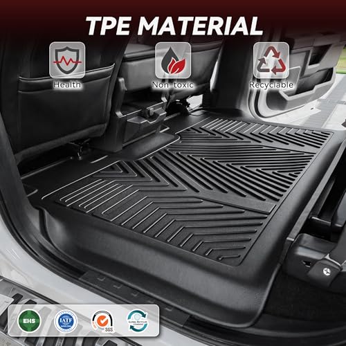 YITAMOTOR Floor Mats Fit for 2008-2020 Dodge Grand Caravan Bucket 7-Seater, for 2008-2016 Chrysler Town & Country Van (Stow'N Go Bucket Only), TPE All Weather Protection Custom Fit Floor Liners, Black - style: 08-20 Dodge Grand Caravan 1st & 2nd & 3rd Row