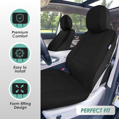 FH GRO Car Seat Covers PU Leather 3 Row 8 Seater Car Seat Covers, Airbag Compatible and Split Bench - Fit Most Car, Truck, SUV, & Van Solid Black - color: Black, style: 8 Seater