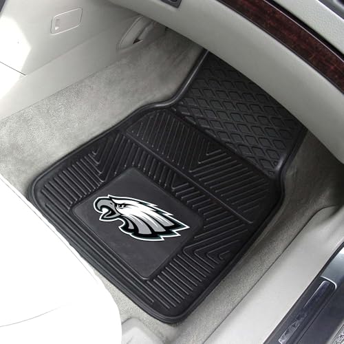 FANMATS 8771 Philadelphia Eagles 2-Piece Heavy Duty Vinyl Car Mat Set, Front Row Floor Mats, All Weather Protection, Universal Fit, Deep Resevoir Design