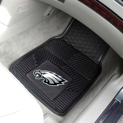 FANMATS 8771 Philadelphia Eagles 2-Piece Heavy Duty Vinyl Car Mat Set, Front Row Floor Mats, All Weather Protection, Universal Fit, Deep Resevoir Design