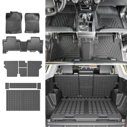 powoq Floor Mats Compatible with Toyota 4Runner Cargo Mat Backrest Mat TPE Replacement for 2013-2024 Toyota 4Runner Accessories (Fit W/Sliding Tray, Upgraded Trunk Mat+Backrest Mat+Floor Mats) - size: Compatible with 4Runner W/Sliding Tray | 2013-2024
