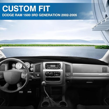 KUST Black Dash Cover for 2002-2005 Dodge Ram 1500, 2003-2005 Ram 2500/3500 Polyester Dashboard Cover Non-Slip Interior Accessories for Dodge Ram Custom Fit Dashboard Mat No Glare - size: For Ram 02-05