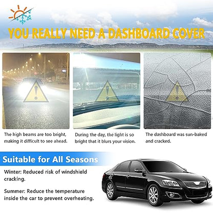Dashboard Cover Suitable for Toyota Camry 2007 2008 2009 2010 2011 Car Dashboard Cover Sun Visor Mat Non-Slip Polyester Dashboard Accessories (Black) - size: 2007-2011 For Toyota Camry
