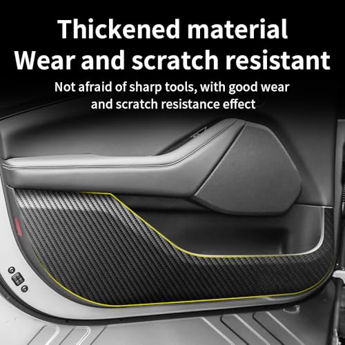 Car Door Anti Kick Pad for Ford Mustang Mach-E 2021 2022 2023 2024 2025 Mach E Accessories Carbon Fiber Style Leather Sticker Door Sill Protector Cover Edge Guard Side Mat Interior Dirty