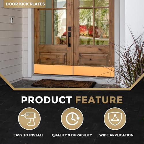 uxcell Door Kick Plate, 6 x 30 Inches Anodized Aluminum Kick Plate Door Plate, 1.5mm (1/16 Inch) Thickness, for Exterior Front Door or Back Door, Copper Gold (Single Pack) - color: Copper Gold, size: 6 x 30 Inch