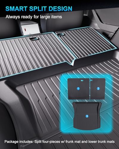 Cargo Mat Compatible with Tesla Model 3 Highland 2024-2026, Heavy-Duty TPE Trunk Liner Rear Seat Back Protector Model 3 Accessories Custom Fit Trunk Mat- 5PCS - size: 5 PCS for Model 3 Highland 2024-2026