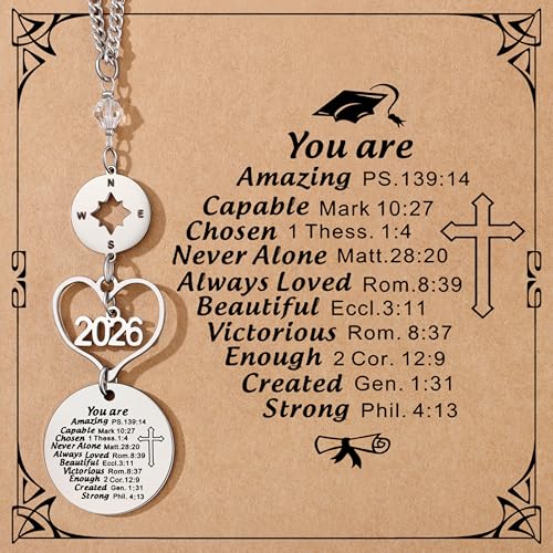 2026 Graduation Gifts for Her Him College Masters Degree Phd Rear View Mirror Accessories Car Mirror Hanging Accessories Graduation Gifts for Women Men - color: Silver-you Are Amazing...