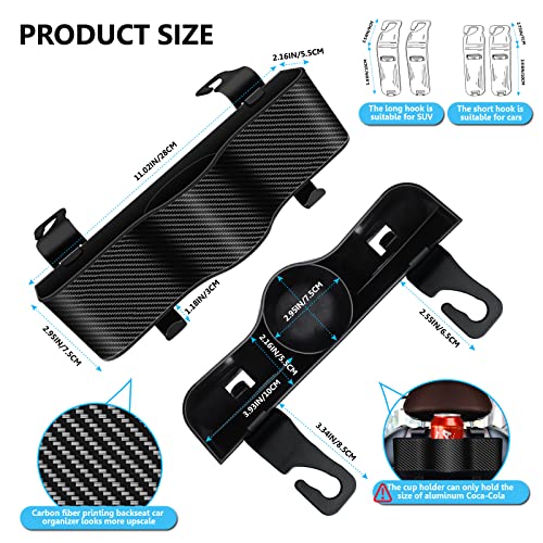 Backseat Car Organizer with Cup Holder - Multifunctional Back Seat Car Organizer with Two Seat Hooks, Fits Most Cars, Can Hold Snacks, Canned Drinks & Phones, Perfect for Travel - color: #1 Carbon Fiber