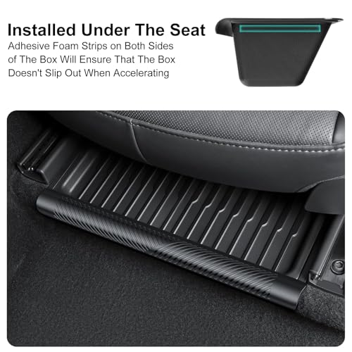 2PCS Under Seat Storage Box for 2025-2026 Tesla Model Y Juniper - Leak-Proof Covered Organizer Set, TPE Material, Quick-Pull Handle, Secure Anti-Slip Installation for Front Seats